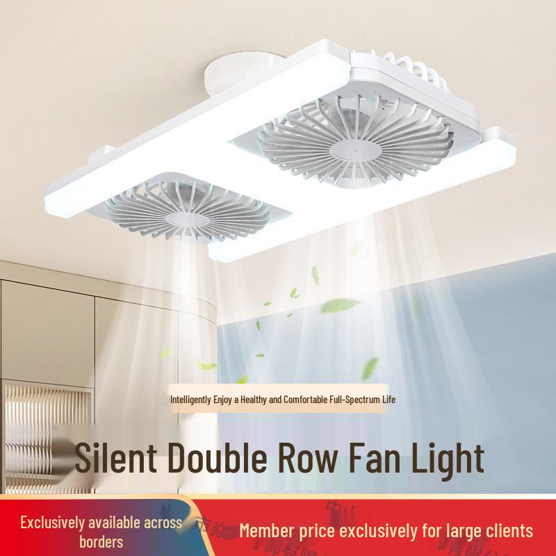E27 Screw Base Double Row LED Ceiling Fan Light for Bedroom/Dining Room - Silent, Powerful Wind