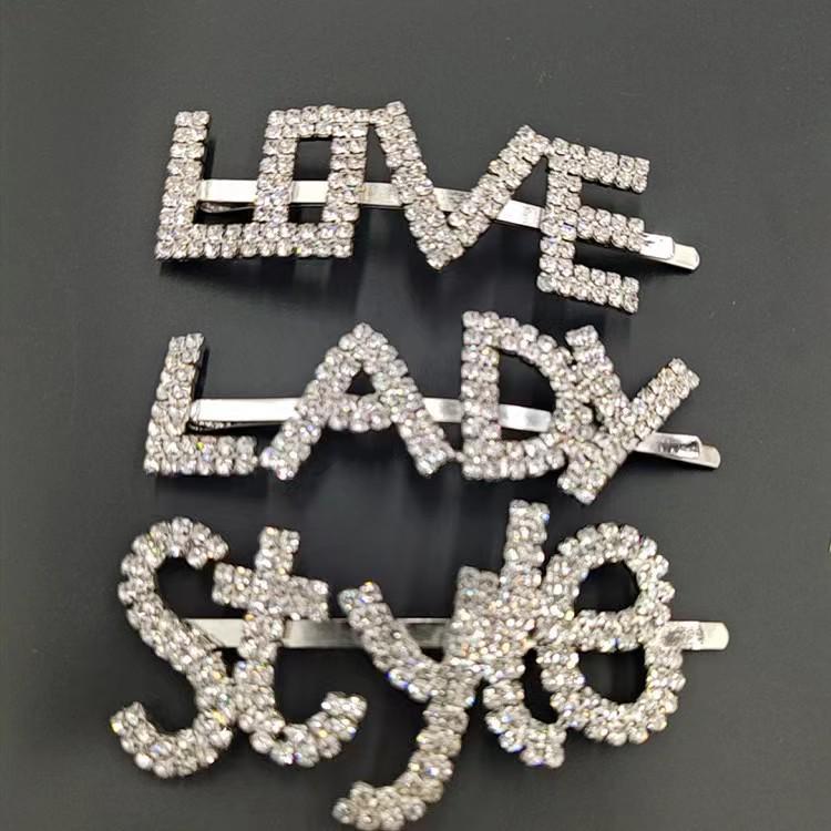 Exaggerated Rhinestone Letter Hair Clip - Simple, Fashionable, Versatile Style