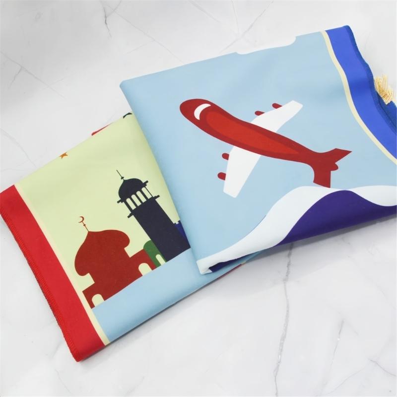 Cartoon Print Prayer Mat Worships Blanket Worship Floor Carpet Nonslip Soft Portable Travel Praying Rug Ramadans Gift