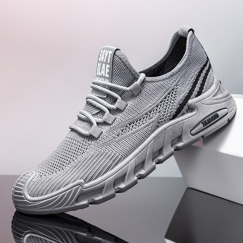 Men s Breathable Flyknit Mesh Running Shoes - Summer 2025 Trendy Casual Sneakers with Soft Sole 40