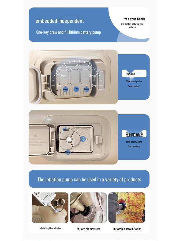 In-Stock Lightweight Inflatable Mat with Built-in Pump for Camping - Wear-Resistant Folding Bed for Lazy Lunch Breaks