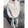 Unisex Retro Henley Neck Pullover Hoodie: Autumn/Winter Casual Long-Sleeve Top