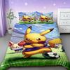Pikachu Bedding Set Cartoon Anime Children Bedroom Quilt Cover Boy Girl Bedclothes Single Double King Duvet Cover Best Gifts