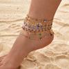 Evil Eye Anklet Bracelet for Women, 18K Gold Plated Stainless Steel, Adjustable Waterproof Evil Eye Jewelry