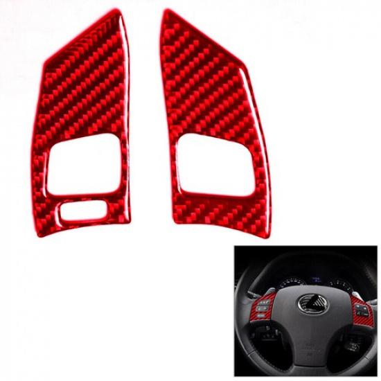For Lexus IS250 IS350 2006-12 Red Carbon Fiber Steering Wheel Button Cover Trim