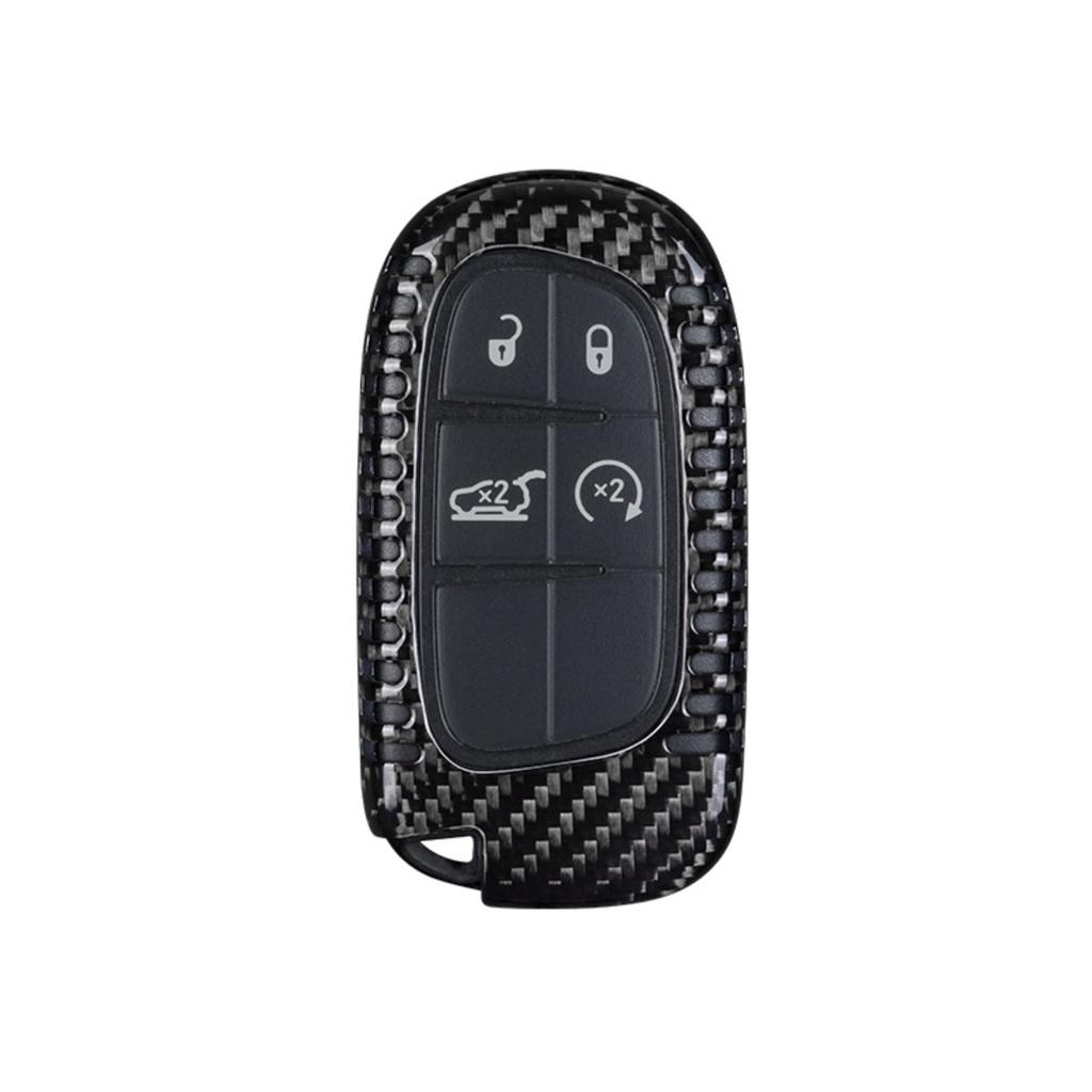 Carbon Fiber T-Carbon Car Key Case For Jeep Grand Cherokee Dodge Jcuv Dart Journey Chrysler 300C Fiat 4 Button Remote Fob Cover