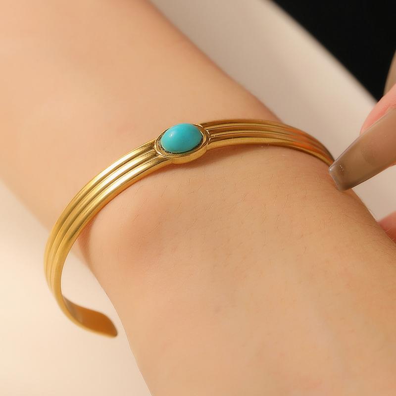 Stainless Steel Bracelets for Women Adjustable Open Water Drop Flower Bangles Gold Color Jewelry Statement Streetwear Goth Gifts