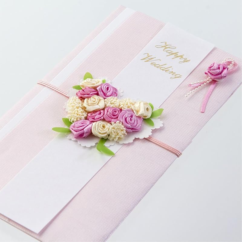 Midori Celebration Envelope PC Gold Envelope 154 Wedding Celebration Heart Bouquet Pattern Pink 25154006