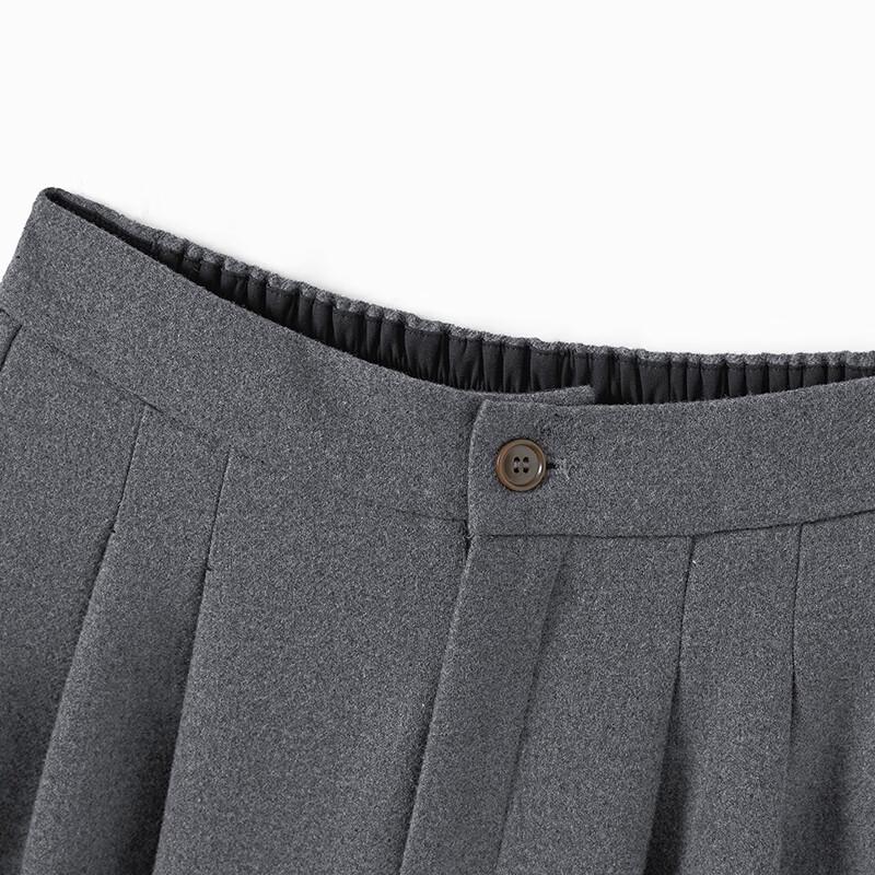 Women's Merino Wool Pleated Wide-Leg Cropped Pants