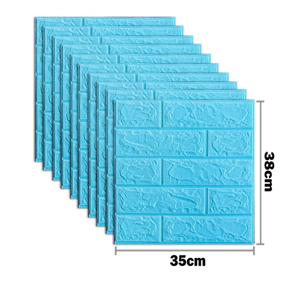 10pcs Self Adhesive Decor 3D Foam Wall Stickers Pane Room Waterproof Peel and Stick Brick Wallpaper for Interior Decoration