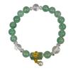 Women Natural Green Quartz Bead Bracelet Retro Gold Plated Pendant Bracelet Fashion Hand Ornament