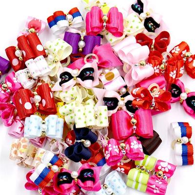 10Pcs/pack Dog Cat Hair Clips Rhinestone with Rubber Band Products Puppy Grooming Accessories Small Dogs