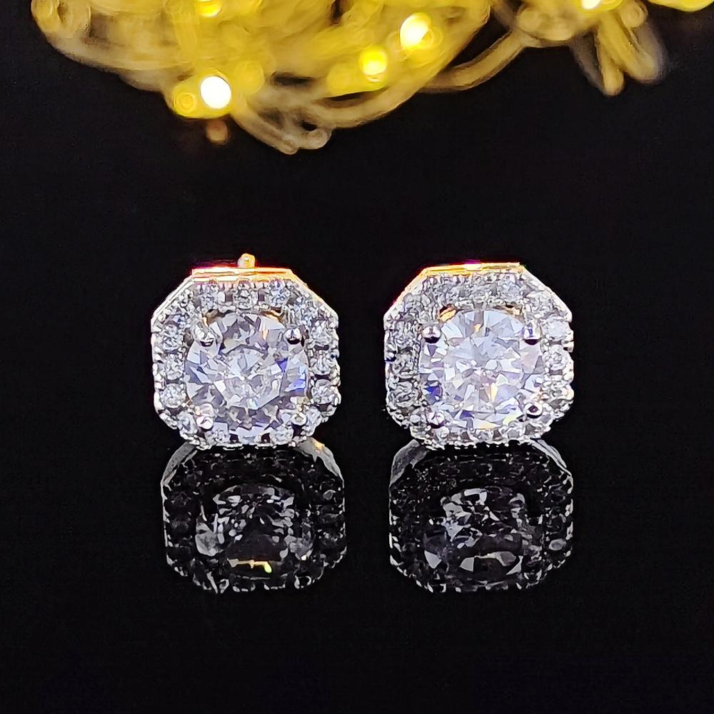Silver Color Korean Zircon Stud Earrings Brincos for Women Wedding Boucle D'oreille Femme Bijoux Christmas Gift Bijoux E1104