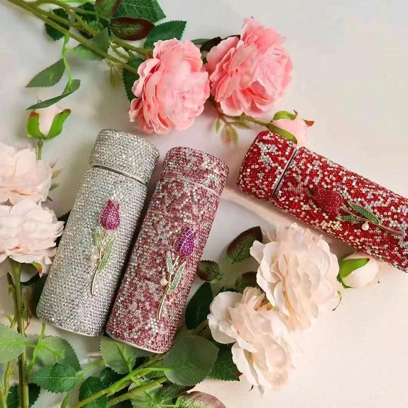 150ML Mini Cană Izolată Sticlă de Apă din Oțel Inoxidabil cu Perete Dublu Termos Portabil Blic Cană cu Diamante Cană de Cafea