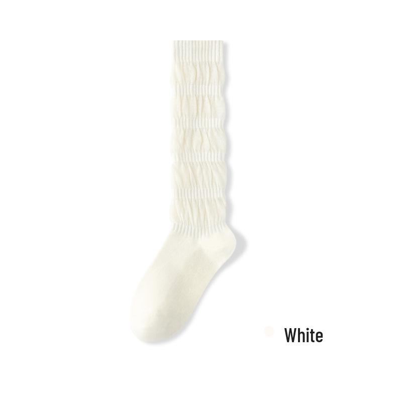 Women's Thickened Warm Mid-Calf Socks - White Boneless Leg Warmers for Autumn/Winter