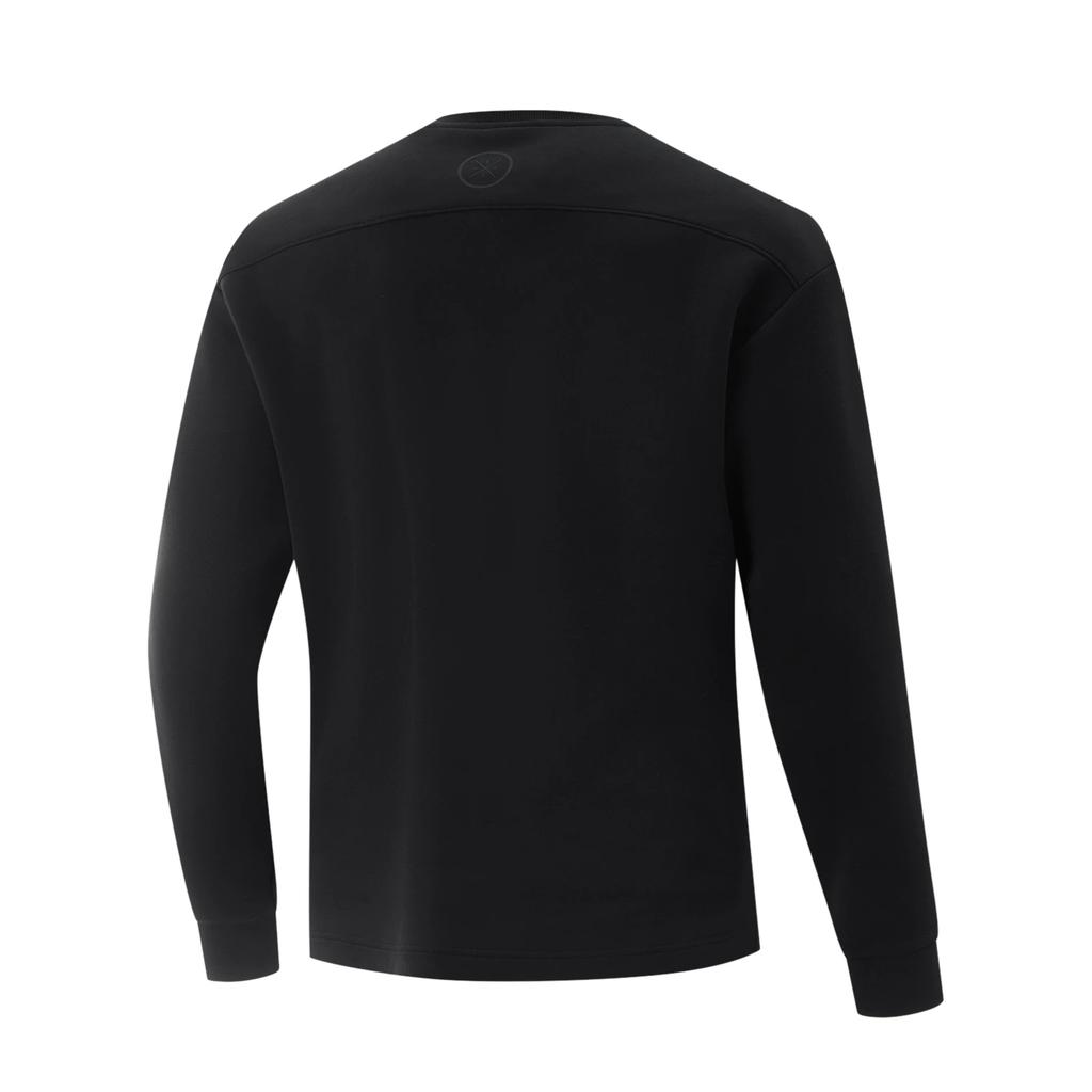 Li Ning Wade Series Letter Round Neck Breathable Versatile Casual Sweatshirt Men sweatshirt Black AWDV037-4