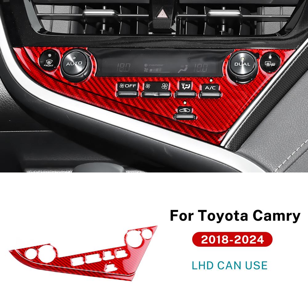 Real Soft Carbon Fiber For Toyota Camry 2018 2019 2020 2025 2025 LHD Car Central Control Button Frame Interior Trim Accessories