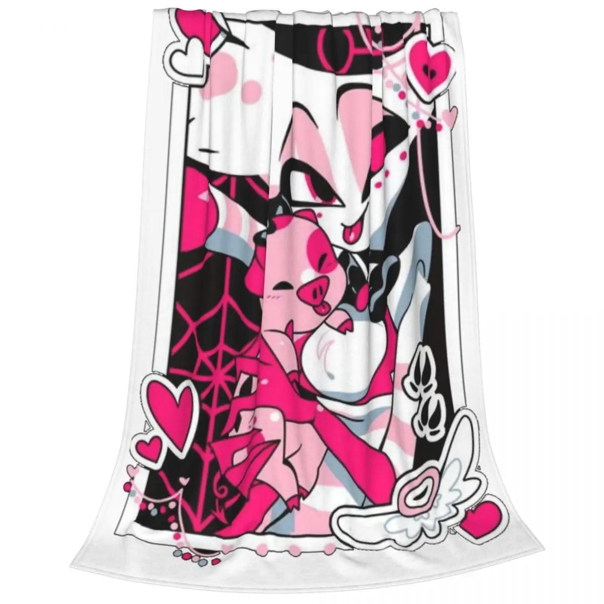 

Angel Dust Fat Nugget Selfie Вязаное одеяло Hazbin Hotels Фланелевое одеяло для домашнего дивана Портативное ультрамягкое теплое покрывало 30x40in