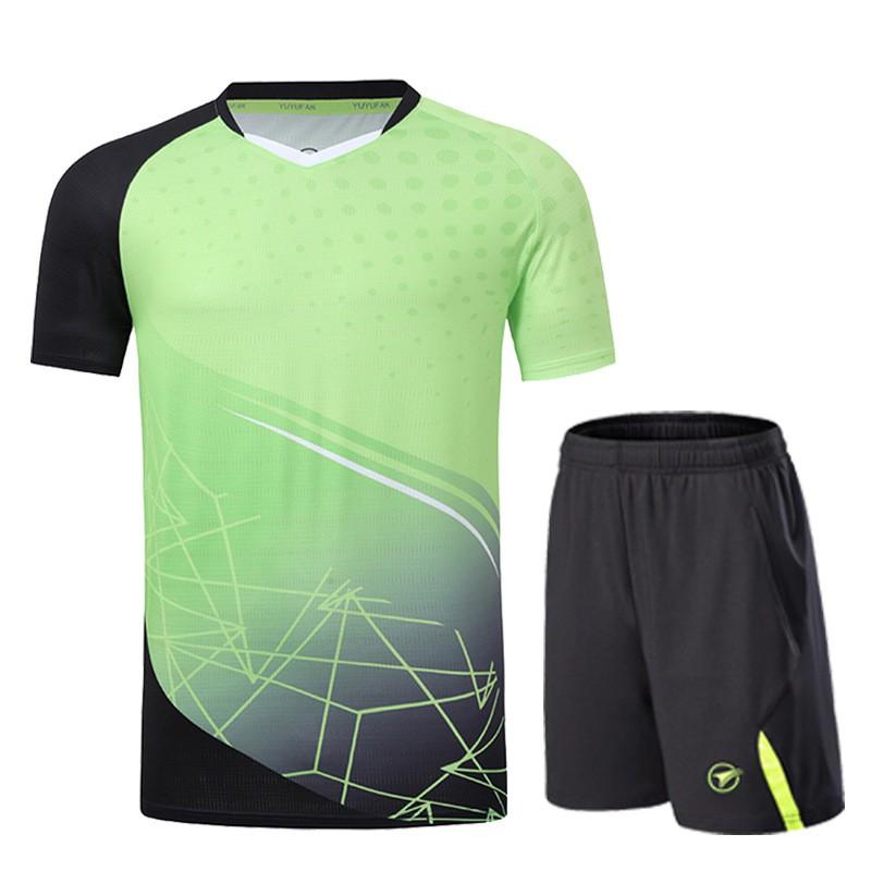 Unisex Badminton Sport Set Short Sleeve Top Shorts Men Women Kids Athletic Wear