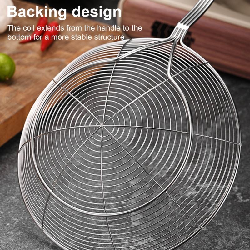 Stainless Steel Cooking Strainer with Wood Handle Heat Resistant Skimmer Ladle Cooking Utensils Home Deep Fry Ladle