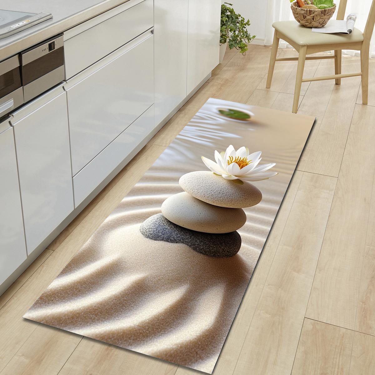 

1 шт. Коврик для пола с рисунком мягких камней на пляже, Современный кухонный полиэстеровый ковер, Нескользящий красочный ковер для помещений, Для декора дома, ванной комнаты, спальни, гостиной 40*60cm