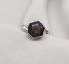 Smoky Quartz Hexagon Ring: 925 Sterling Silver Twisted Band