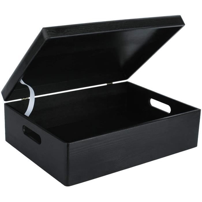 Storage Box - Creative Deco - XL - Wood To Decorate - Black - 40 X 30 X 14 Cm