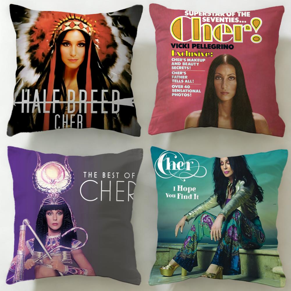 popular singer Cher Cushion Cover Soft EasyWash Pillow Case Versatile for Couch Bed Travel and Office