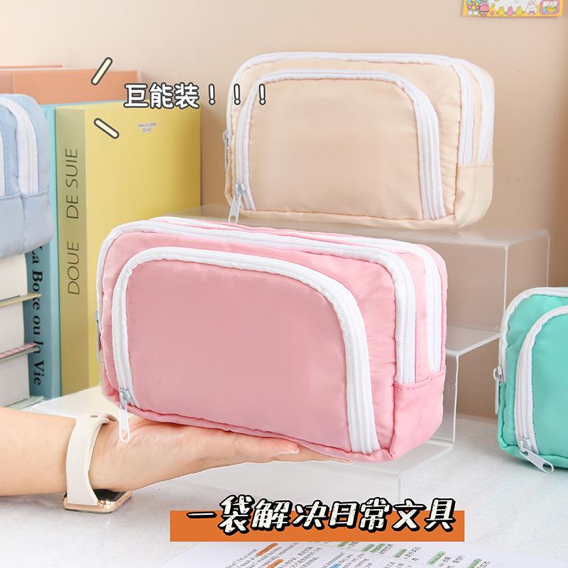 Front Window Stationery Box New Student Pencil Case Ins Large Capacity Simple Girl Cosmetic Bag Storage Bag Pencil Case