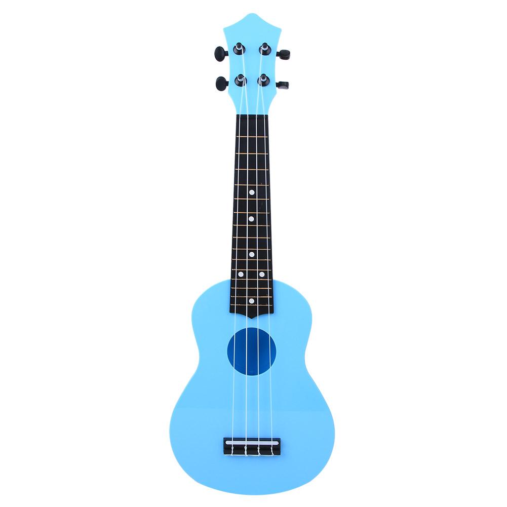 

21-дюймовая укулеле из лазурного пластика, 4-струнная гитара, свободный от искажений звук, музыкальный инструмент