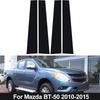 4Pcs Glossy Black PC Material Mirror Effect Car Door Window Center Middle BC Pillar Post Column Cover Trim Fit For Mazda BT-50 2010-2015