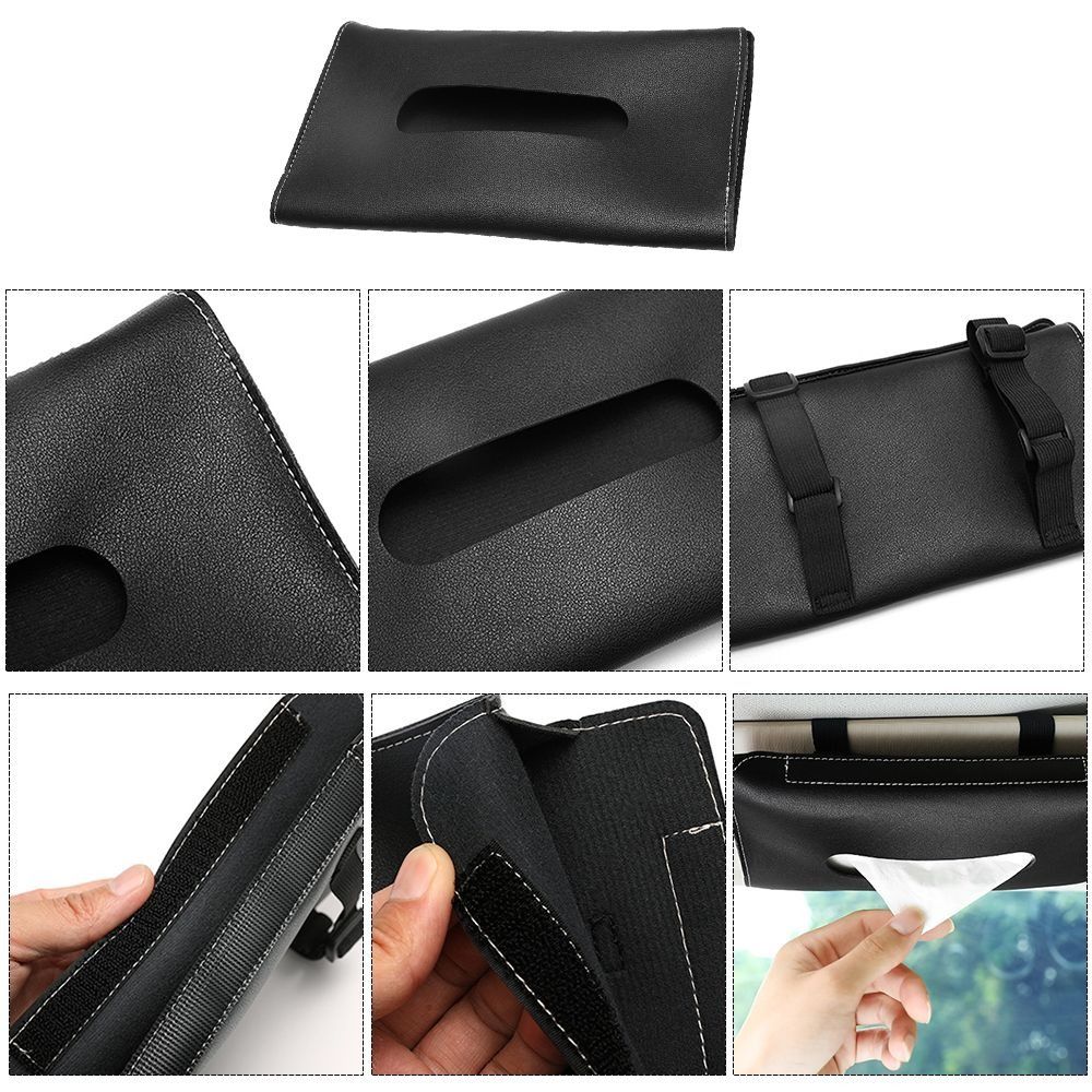 Accessories PU Leather Car Tissue Holder Soft Universal Sun Visor Attachment Creative Elegant Car Tissue Box Car Organization