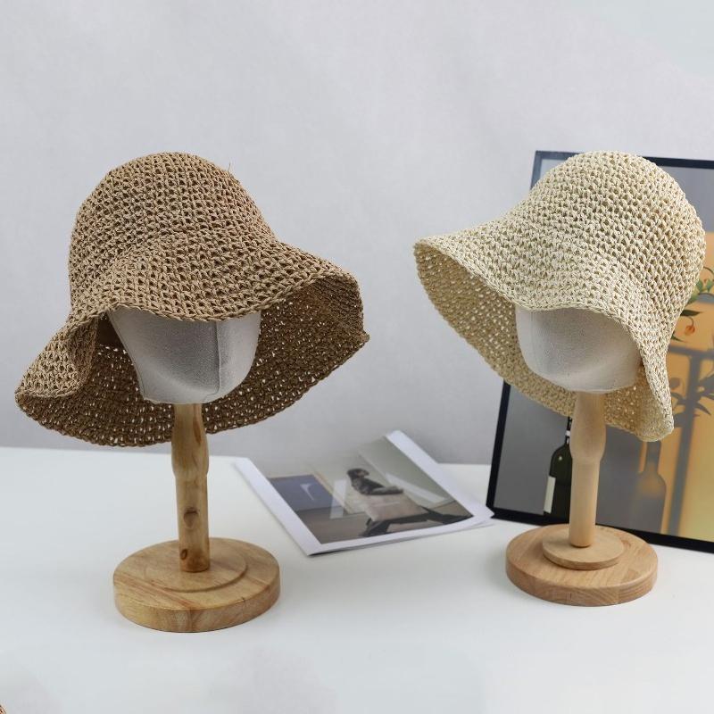 Women's Hat Korean Version Handmade Knitting Stitch Wide-brimmed Hat 2026 Summer Beach Sun Protection Shade Bowl-shaped Hats