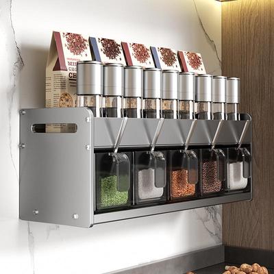 Portaspezie da Cucina a Parete Senza Foratura: Contenitore Multifunzionale per Olio, Sale, Salse e Aceto