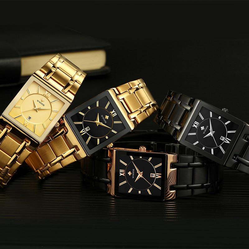Orologio d'oro Da uomo Da uomo quadrato Top Brand Orologio da polso  impermeabile in acciaio inossidabile al quarzo dorato di lusso acquista in  modo economico — spedizione gratuita, recensioni reali con foto —
