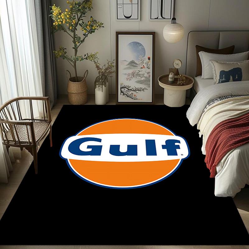 Tappeto con logo Gulf per soggiorno e camera da letto, tappetini per pavimenti, tappetino da bagno artistico, alla moda