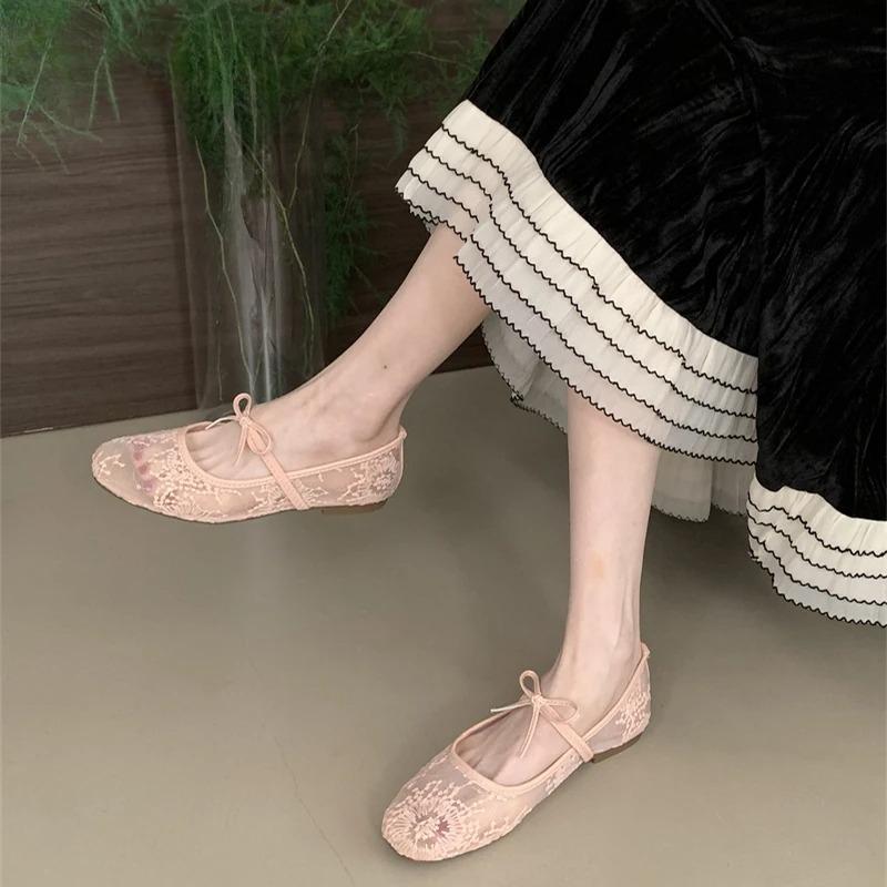 Spring Autumn Lace Women Mary Jane Shoes Fashion Slip On Comfort Street Style Soft Sole Female Dress Flats Shoes