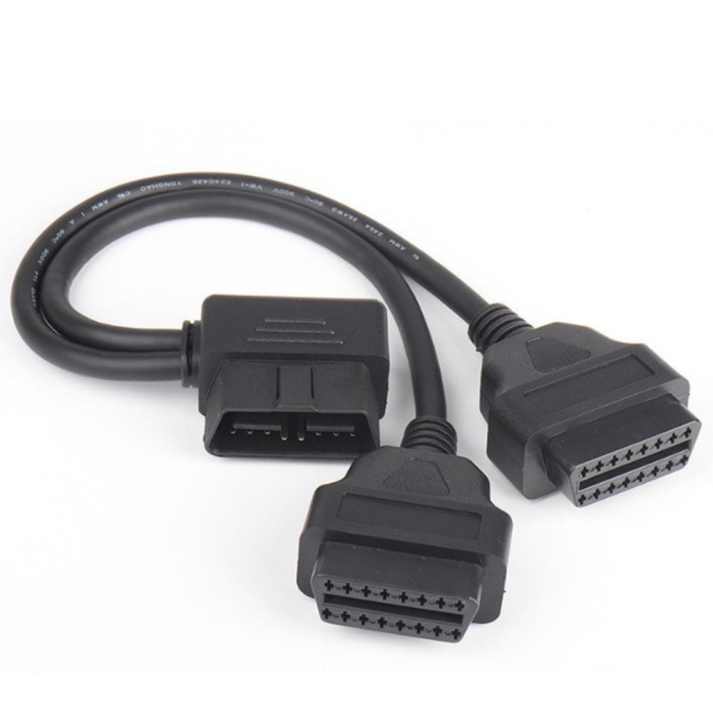 1 Male To 2 Female OBD2 Splitter 30 Cm/ 12 In Length Right Angle Splitter For Most Vehicle