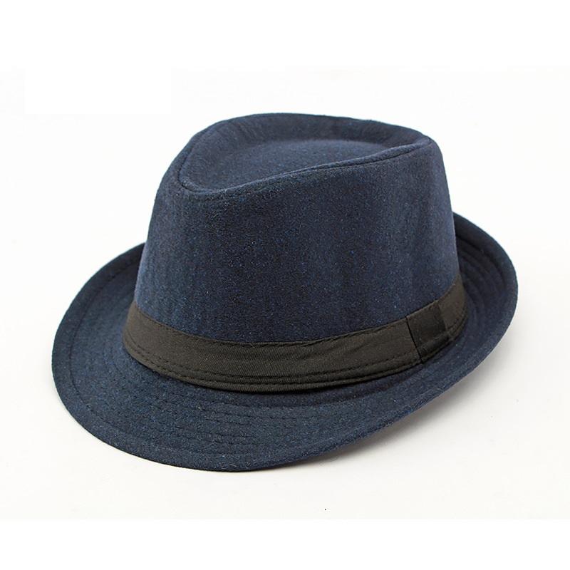Hat for Men New Autumn Winter Style British Style Men's Jazz Hat Simple Plain Woolen Hat Middle-Aged and Elderly Gentleman's Hat