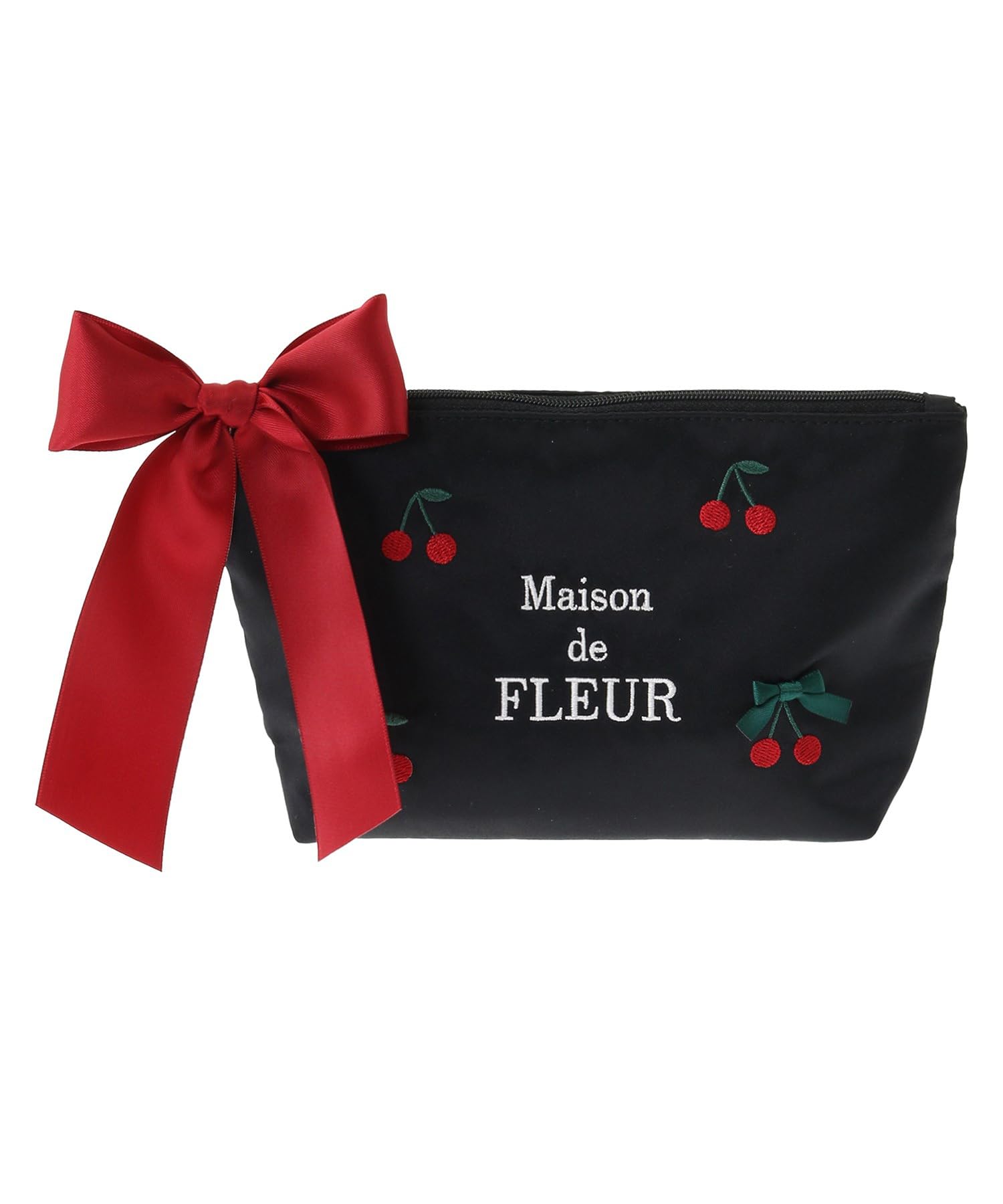 Кошелек Maison de Fleur с вышивкой вишни, женский, черный