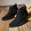 Herrenschuhe aus echtem Leder im britischen Stil, hohe Lederschuhe, Wildlederstiefel mit mittlerem Schaft, Chelsea-Stiefel aus Wildleder und Nubukleder