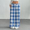 Women's Casual Fashion Printed Elastic Waist Loose Straight Leg Pants With Rope