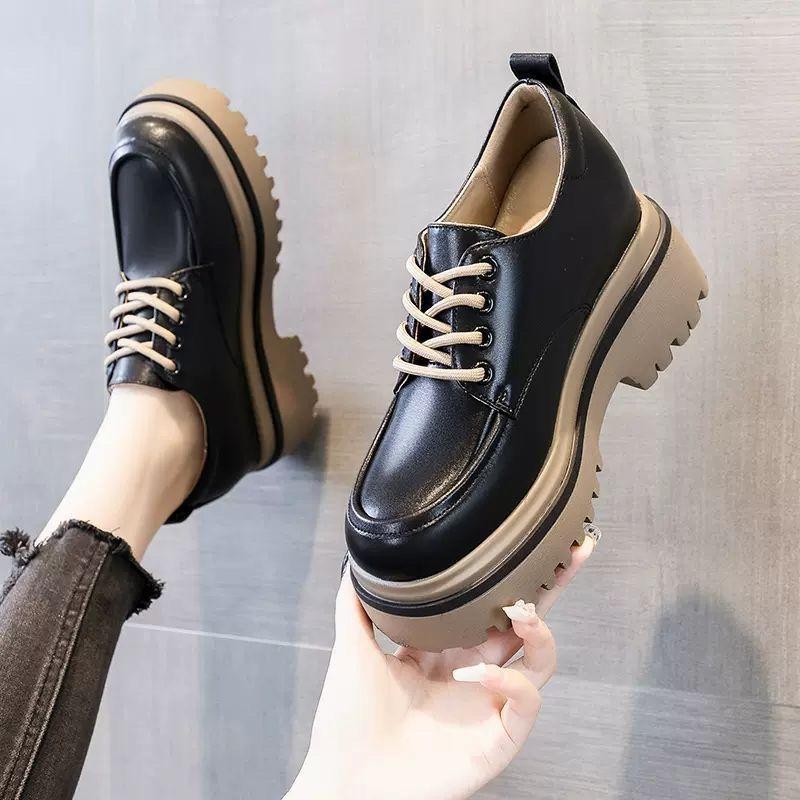 Loafers Hidden Heel Small Leather Shoes Mary Jane Women's Shoes Spring and Autumn New British Style Platform Muffin