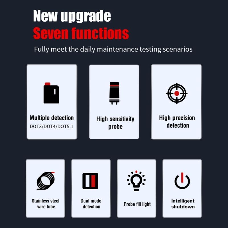 Brake Fluid Tester Car Brake Liquid Digital Tester Fit for DOT3 DOT4 DOT5.1 Accurate Oil Quality Check Sound Light Alarm
