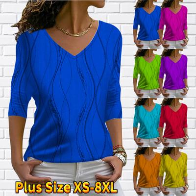 Frauen Herbst Floral Linie Grippe Gedruckt Langarm T-Shirts Lose V-ausschnitt Plus Größe T-shirt Tops Bequeme Bluse