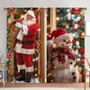 Set Of 2 Jit Festive Santa Snowman Printed Curtain Polyester Christmas Window Decor Home Curtai Curtains Light Blocking Made