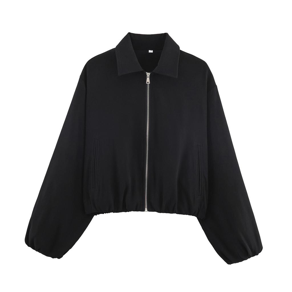  European and American style, new women's clothing, fashionable, casual and versatile 4-color fluffy zipper jacket