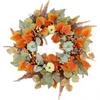 Harvest Wreath With Pumpkins Berries Vine Circle Halloween Thanksgiving Door Decor