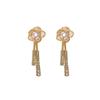 2024 Trendy Rhinestone Tassel Camellia Earrings for Women