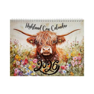 2026 Highland Cow Desktop Calendar & Annual Planner